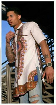 . Men African Fashion, Fashion Jeans Outfit, Dashiki Fashion, Afrikaanse Mode, African Shirts, Denim Shirts, Mens Fashion Jeans, African Inspired Fashion, African Men Fashion