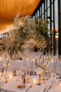 wedding floral arrangements. wedding centerpieces. baby's breath. olive branches and eucalyptus Baby Breath Centerpiece Wedding, Modern Wedding Florals, Baby's Breath Wedding, Reception Florals, Dream Beach Wedding, Olive Branches, Under The Tuscan Sun, Baby Breath, Inspo Pics