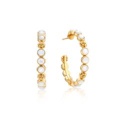 Classic hoop earrings are adorned with lustrous clusters of cabochon gems and a sprinkling of golden berries for a look that is polished and feminine. These hoops add a fabulously feminine flourish to any ensemble—whether you’re running a meeting, hosting a dinner party or jet-setting to Monaco. Golden Berries, French Romance, Wrap Shoes, Medium Hoop Earrings, Embroidered Monogram, Top Gifts, Clutch Handbag, Ring Necklace, Tech Accessories