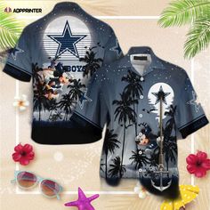 Dallas Cowboys NFL Summer Hawaiian Shirt Cowboys Logo, Dallas Cowboys Logo, Cowboys Nfl, All Over Print Shirt, Summer Gathering, Summer Attire, Hawaiian Print, Summer Months, Die Hard