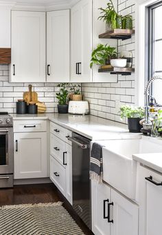 the kitchen is clean and ready to be used as a planter for some houseplants