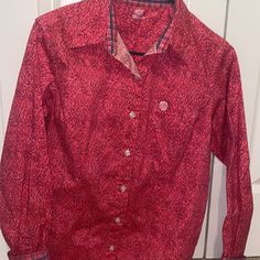 Brand New! Wrangler George Strait Shirt Pink Fitted Shirt For Fall, Red Top For Summer Rodeo, Red Summer Top For Rodeo, Casual Pink Tops For Rodeo, George Strait Shirt, Rodeo Shirts, George Strait, Button Down Shirts, Rodeo