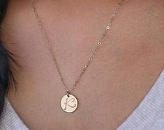 Custom Disc Necklace. Personalized Initial Tag in 14k Gold Filled, Sterling Silver or Rose Gold Fill. Monogram Letter Coin pendant Necklace Minimalist Rose Gold Monogram Jewelry, Simple Monogram Initial Pendant Jewelry, Rose Gold Monogram Jewelry For Everyday Wear, Rose Gold Monogram Jewelry For Everyday, Everyday Rose Gold Monogram Jewelry, Everyday Monogram Initial Necklace, Minimalist Monogram Jewelry For Everyday, Minimalist Everyday Jewelry With Monogram, Minimalist Everyday Monogram Jewelry