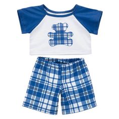 Build A Bear Clothes, Pj Outfit, Plaid Pjs, Bear Ideas, Family Pjs, Matching Pjs