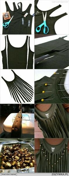 several pictures of different types of clothing and scissors