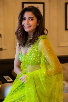 Anushka Sharma in a Sabyasachi saree Anushka Sharma Saree, डिजाइनर कपड़े, Sabyasachi Sarees, Diwali Outfits, Green Saree, Anushka Sharma, Stylish Sarees, Katrina Kaif, Saree Look