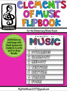 the elements of music flipbook is shown in this file, with instructions to use it