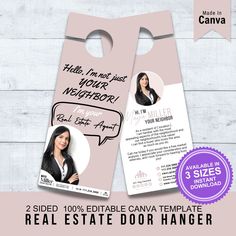 two door hangers with the words hello, i'm not just your neighbor