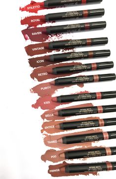 What it is: A soft, nondrying matte lipstick, lip liner and cheek blush all in one pencil.What it does: This longwearing matte formula is soft and non-feathering and lasts for up to six hours. Its intense pigment load and color provides lips with maximum smooth coverage, and gives a soft, matte blush to cheeks. How to use: Outline, then fill in the full lip. Smack your lips together. Lightly swipe color onto the apples of your cheeks and blend outward with your fingers. Made in Germany Makeup Pallettes, Lip Pencil Colors, Cheek Blush, Lipstick Kit, Makeup Artist Tips, Matte Blush, Full Lips, Beauty Lipstick, Lipstick Shades