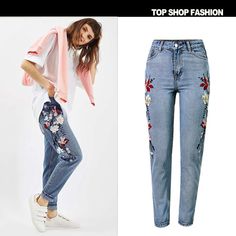 With the print patterns, this type of pant belongs to fashionable style. This type of pant belongs to slim fit type, which can let the girls and ladies wearing it taller and thinner. You can wear it to go shopping, visit and so on. I¡¯m sure you will like it.Material: DenimColors: BlueSize: XS, S, M, L, XL, 2XLWaistline: High WaistPocket: YesPattern: PrintFit Type: SlimOccasion: Casual, Street, ClubSeason: Sprint and AutumnClose Type: Zipper Trendy Straight Leg Pants With Floral Embroidery, Trendy Embroidered Straight Leg Pants, Spring Floral Embroidered Pants, Spring Stretch Pants With Floral Embroidery, Trendy Embroidered Pants For Fall, Spring Floral Embroidery Stretch Pants, Trendy High-waisted Embroidered Bottoms, Trendy Fitted Jeans With Floral Embroidery, Trendy Floral Embroidered Fitted Jeans