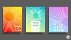 three vertical banners with different colors