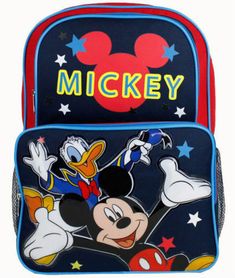 MICKEY & DONALD BACKPACK ONE backpack Main compartment with zipper closure; approximately 16 in X 12 in X 5 in Front compartments with zipper closure Two side mesh pockets Cushioned adjustable shoulder strap Handle  Brand new with tag Genuine licensed product Cargo Backpack, Mickey Mouse Backpack, School Bookbags, Unisex Accessories, Discount Fabric, Book Bag, Large Backpack, Girl Sweatshirts, Baby Disney