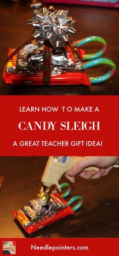 a candy sleigh is shown with the words learn how to make a candy sleigh