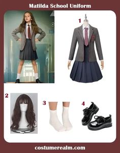 Dress like Matilda from Matilda The Musical, Matilda Costume, Cosplay, Halloween Costume, Fancy Dress, Outfits Guide Crunchem Hall Matilda, Matilda The Musical Costume, Matilda Jr, Matilda Broadway, Honey Costume, Matilda Wormwood, Matilda Costume, Outfits Guide