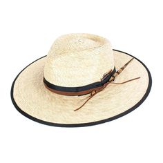 Peter Grimm Tarot - Wide Brim Mexican Palm Straw Fedora Hat - Hatcountry Mexican Palm, Straw Fedora Hat, Straw Fedora, Feather Trim, Resort Style, Fedora Hat, Grimm, Wide Brimmed, Polished Look