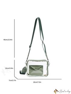 BirdinBag - Womens Clear Zip-Close Crossbody Square Bag Casual Crossbody Bag With Clear Strap, Rectangular Shoulder Bag With Clear Strap For Daily Use, Daily Use Crossbody Bag With Clear Strap, Crossbody Shoulder Bag With Clear Strap, Clear Strap Crossbody Shoulder Bag, Rectangular Bags With Clear Strap For Daily Use, Travel Shoulder Bag With Clear Strap, Rectangular Bag With Clear Strap For Daily Use, Square Bags With Clear Strap For Daily Use