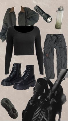 Created by Ravens_13 on Shuffles Dystopian Aesthetic Clothes, Dystopian Clothes, Jungle Outfit, Apocalypse Clothing, Zombie Clothes, Runners Outfit, Alt Clothes, Apocalyptic Fashion, Movies Outfit