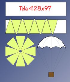 an image of a parasail being flown in the sky with words tela 428x97