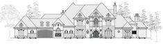 this is an artist's rendering of the front elevation of these luxury home plans