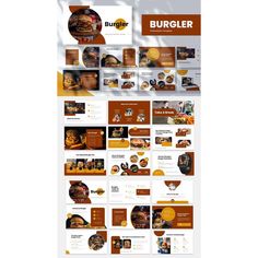 the burgerer website is displayed on a white background with orange accents and brown details