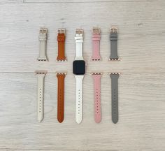 ⭐⌚ Did you get the new Apple Watch Series 9? Our Apple Watch Bands fit the new watches! ⭐⌚ 💰 💰 BUY MORE, SAVE MORE! Save 20% off when you buy 2, and save 25% off when you buy 3 or more items from this shop! 💰 💰 **Please note: If you have a starlight Apple Watch, the silver buckle will match best Check out our new slim apple watch straps for Women. These straps are designed to gradually taper for a clean sleek look. Additionally, these straps are soft and ultra thin. Details:  Band Length - 7 Leather Strap Watch Women, Apple Watch Bracelet, Apple Watch Leather, Champagne Rose, Apple Watch Bracelets, Apple Band, Small Watch, Big Watches, Bracelet Apple Watch