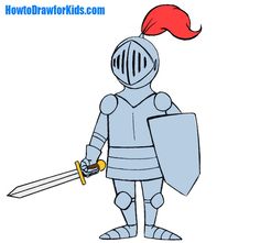 How to Draw a Knight for Kids | How to Draw for Kids Cartoon Knight, Helmet Drawing, Very Easy Drawing, Knight Drawing, Medieval Drawings, Drawing Legs, Cartoon Drawings Of People, Military Drawings, Easy Cartoon Drawings