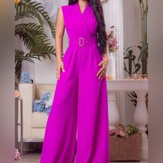 Palazzo Jumpsuit With Belt Pink Floor-length Palazzo Set For Party, Designer Pink Palazzo Set Maxi Length, Elegant Pink Palazzo Set, Fitted Floor-length Pink Palazzo Set, Pink Semi-stitched Cambric Palazzo Set, Jumpsuit With Belt, Palazzo Jumpsuit, Baby Pink, Pant Jumpsuit