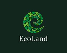 the ecoland logo is shown on a dark background with green leaves in the shape of a circle