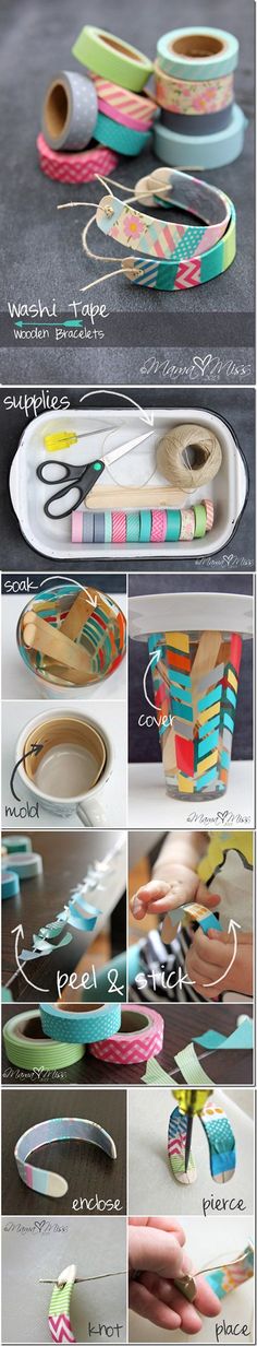 the instructions for how to make washi tape bracelets