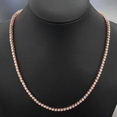 "Natural Diamond Tennis Necklace in 14k Rose Gold, 5.05 Carat Luxury Designer Necklace, Beautiful Gift for Women, 17 inches, D/VVS2 This unique and elegant jewelry is available in 14k Yellow, 14k White or 14k Rose Gold.   ✨ ITEM DETAILS Metal: 14K Rose Gold Weight: 16.00  Certificate: GEL Total Carat Weight:  5.05  Appraised Value: 16197.00  Length: 17 IN Note: Available to Extend  ✨  MAIN STONE Gemstone:  Diamond  Shape: Round  Carat Weight:  5.05  Color:  D  Clarity:  VVS2  Treatment: Not Enhanced  Creation Method: Natural  Average Stone Size: 1.9 mm  ✨RETURN & EXCHANGE: * No Hassle, Full refund or exchange within 30 days of receipt of purchase. Please contact me within 14 days upon receipt of item. * Item must be in new condition with no dents or scratches. * For Custom Orders, No Retur Real Diamond Earrings, Diamond Tennis Necklace, Moissanite Necklace, Tennis Necklace, Buying Diamonds, Wedding Jewellery Necklace, Unique Gifts For Her, Gold Hands, Diamond Eternity