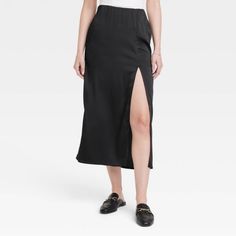 Nwot A New Day Black Maxi Elastic Skirt With Slit Mini Slip Skirt, Target Clothing, Maxi Slip Skirt, Animal Print Maxi Skirt, Fitted Maxi Skirt, Satin Maxi Skirt, Full Maxi Skirt, White Maxi Skirts, Black Maxi Skirt