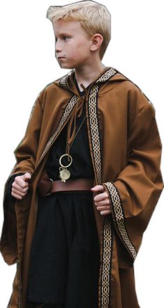 Medievil Robes, Medieval Hooded Costume For Larp, Hooded Medieval Larp Costume, Medieval Winter Cape For Larp, Medieval Long Sleeve Cape For Larp, Larp Costume, Cloak, Black And Tan, Larp