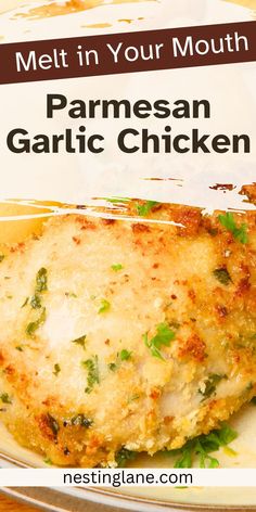 Parmesan Garlic Chicken recipe graphic. Parmesan Garlic Chicken, Garlic Chicken Recipe, Easy Family Dinner, Weight Watchers Chicken, Crispy Baked Chicken, Garlic Chicken Recipes, Weight Watcher Dinners, Weight Watchers Chicken Recipes, Weight Watchers Dinner Recipes