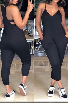 Lovely Euramerican Dew Shoulder Black One-piece Jumpsuit_Jumpsuit_Jumpsuits_LovelyWholesale | Wholesale Shoes,Wholesale Clothing, Cheap Clothes,Cheap Shoes Online. - LovelyWholesale.com Jumpsuit Fitted, Mode Kimono, Pocket Jumpsuit, Cami Jumpsuit, Clothes Casual, Perfect Prom Dress, Plus Size Jumpsuit, Printed Jumpsuit, Jumpsuit Fashion