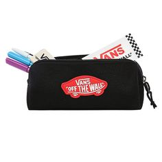 Keep your school supplies organized in an Off-The-Wall fashion with the Off The Wall Pencil Pouch, featuring a cool neon flame pattern and Vans logo on the front. 100% Recycled Polyester Fabric Zip pencil pouch Capacity: 0.5 Liters Dimensions: 3'' X 7 3/4'' X 2'' Functional Pencil Case For Back To School, Functional Student Pencil Case For Back To School, Functional Back To School Pencil Case, Functional Black Pencil Case, Functional Black Pencil Case With Zipper, Back To School Black Pencil Case, Black Zipper Pouch Pencil Case For Students, Black Zipper Pencil Pouch Stationery, Black Pencil-shaped Stationery With Zipper Pouch