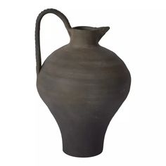 a large gray vase is shown on a white background