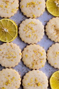 lemon cookies are arranged on a baking sheet