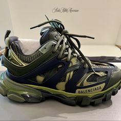 It’s A Women’s Size 9 (39) In A Gorgeous Kaki/Dark Green Tricolor. Sneakers Are Brand New In Its Original Packaging/ Box, Dust Bag, And Receipts Proving Authenticity. Car Girlfriend, Green Balenciaga, Balenciaga Triple S White, Balenciaga Track Trainers, Balenciaga Speed Runner, Chunky Dad Sneakers, Balenciaga Track Sneaker, Balenciaga Track 2, Balenciaga Track Sneakers