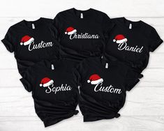 Matching Family Christmas Santa Hat T-Shirt, Custom Name With Santa Hat Shirt, Custom Christmas Tee, Personalized Christmas Gift 📣 Please check all photos for details. 📣 Use "Add message to Seller" link on the checkout page to send a message or important details for your order. 📣 We use Bella Canvas and Gildan when we have a shortage of stocks. 📣 Our printing method is DTF, Premium Vinyl and Heat Press. ♥ HOW TO ORDER ♥ 1- Please, Check and Review all Photos. 2- Select your shirt type, shirt size, shirt color from drop down menus and Choose your quantity. 3- Choose Your TEXT Color. Please add your text color on to the personalization box if applicable. 4- Click "Add To Cart". You can go back to add more product anytime you want, or you can complete the checkout process. 7- Finally, You Christmas Santa Hat, Christmas Men, Mens Long Sleeve Tee, Personalized Christmas Gifts, Christmas Tees, Christmas Santa, Custom Christmas, Santa Hat, Text Color