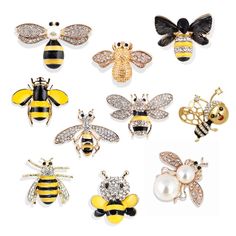 PRICES MAY VARY. 🐝Honey bee shape brooches set,fashion and adorable. 🐝Pack of 10 pcs bee brooches of different patterns to meet you needs. 🐝Eye-catching and special,great for wedding,party,prom or daily wearing. 🐝Exquisite technology,perfect plating.Excellent Craftsmanship and bright Crystal Diamond. 🐝Perfect gift for Christmas,New Year,Mother's day,Valentine's Day to your lover,family,friend. Add sparkle to your everyday!
 The package includes 10 pcs bee brooches of different patterns,you Pins For Clothes, Scarf Bag, Bright Crystal, Dress Scarf, Bag Decoration, Daisy Bracelet, Bee Brooch, Animal Brooch, Scarf Dress