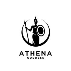 the logo for athena goddesss, which is designed to look like a woman holding