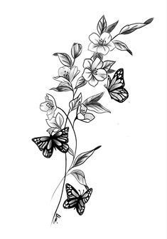 Butterflies And Cherry Blossom Tattoo, Butterfly Leg Tattoos, Tattoo Papillon, Butterfly Sleeve Tattoo, Tattoos On Arm, Butterfly Thigh Tattoo, Butterfly With Flowers Tattoo, Butterfly Tattoo Stencil, Butterfly Tattoos On Arm