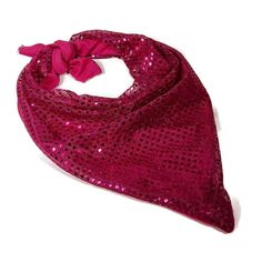 "Sequin Bandanas Fuchsia Sequin Bandana Faux Sequin Bandanas Hot Pink Sequin Scarves Hot Pink Sequin Scarves Sequin Scarf Sequin Ski Bandana New Season...New Fashion Statement Wear around face, head, neck or handbag \"The Bandanna\" in  HOT PINK faux sequins My most popular fabrics now re-imagined into a triangular scarf you tie around your neck.   Knot in back or knot in front...layer with necklaces...a new take on the traditional bandanna Lined in either cotton jersey knit or soft silky lycra Summer Party Headscarf One Size, Pink Shawl For Festival, Sequin Bandana, Purple Festival Scarves, Pink Bandana, Knots In Back, Pink Scarf For Festival, One Size, Summer Pink Bandana Scarf, Bohemian Pink Bandana One Size