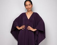 Black Kaftan Dress Caftan Maxi Dress Loose fitting | Etsy Elegant Purple Maxi-length Abaya, Bohemian Maxi Dress With Kimono Sleeves For Evening, Bohemian Purple Maxi Dress For Evening, Purple Bohemian Evening Maxi Dress, Bohemian Purple Evening Maxi Dress, Elegant Maxi-length Kaftan, Fitted V-neck Kaftan For Evening Wear, Evening Abaya With Kimono Sleeves, Bohemian Style Long Evening Kaftan