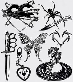 an ink drawing of various items from the past