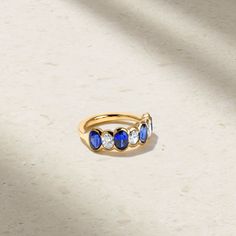 18kt Yellow Gold Modern Oval Sapphire Ring With Diamond, Modern Oval Sapphire Ring For Anniversary, Modern Oval Sapphire Anniversary Ring, Half Bezel, Jewelry Staples, Alexandrite Ring, Color Pairing, Classic Jewelry, Engagement Ring Wedding Band