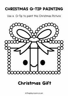 christmas gift coloring page with the words christmas g - tip painting use a q - tip to paint this christmas picture