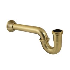 an image of a brass colored pipe holder for a toilet paper dispenser