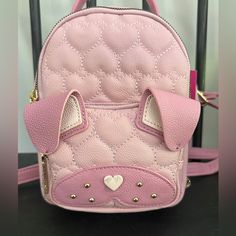 Betsey Johnson Mini Backpack Bwt Pink Puppy Smoke Free Cute Small Backpacks Pink, Betsey Johnson Luggage, Betsy Johnson Phone Bag, Betsy Johnson Backpack, Betsy Johnson Purses Handbags, Pink Puppy, Betsey Johnson Bags, Kawaii Style, Kawaii Aesthetic