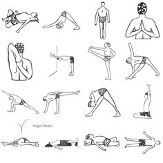 an image of yoga poses drawn in black and white